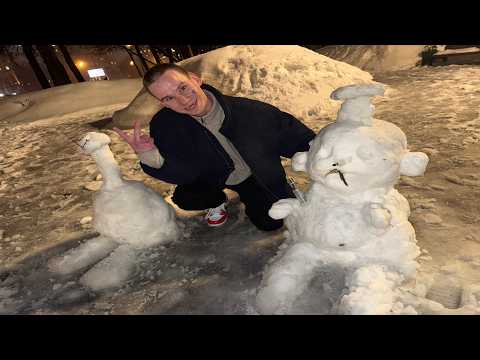 Чвиди лепит Гуся и Руперта из снега #чвиди